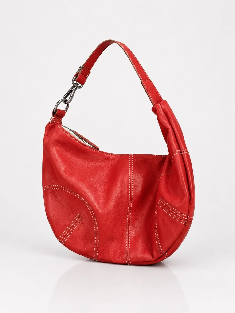 NWT Free People Red Leather Hobo Crescent Shoulder Bag